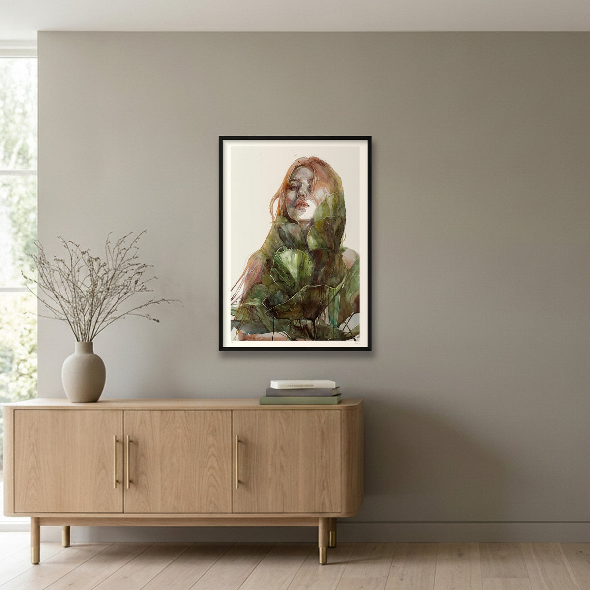 River Nymph — 70×100cm, 28×39" Black Frame