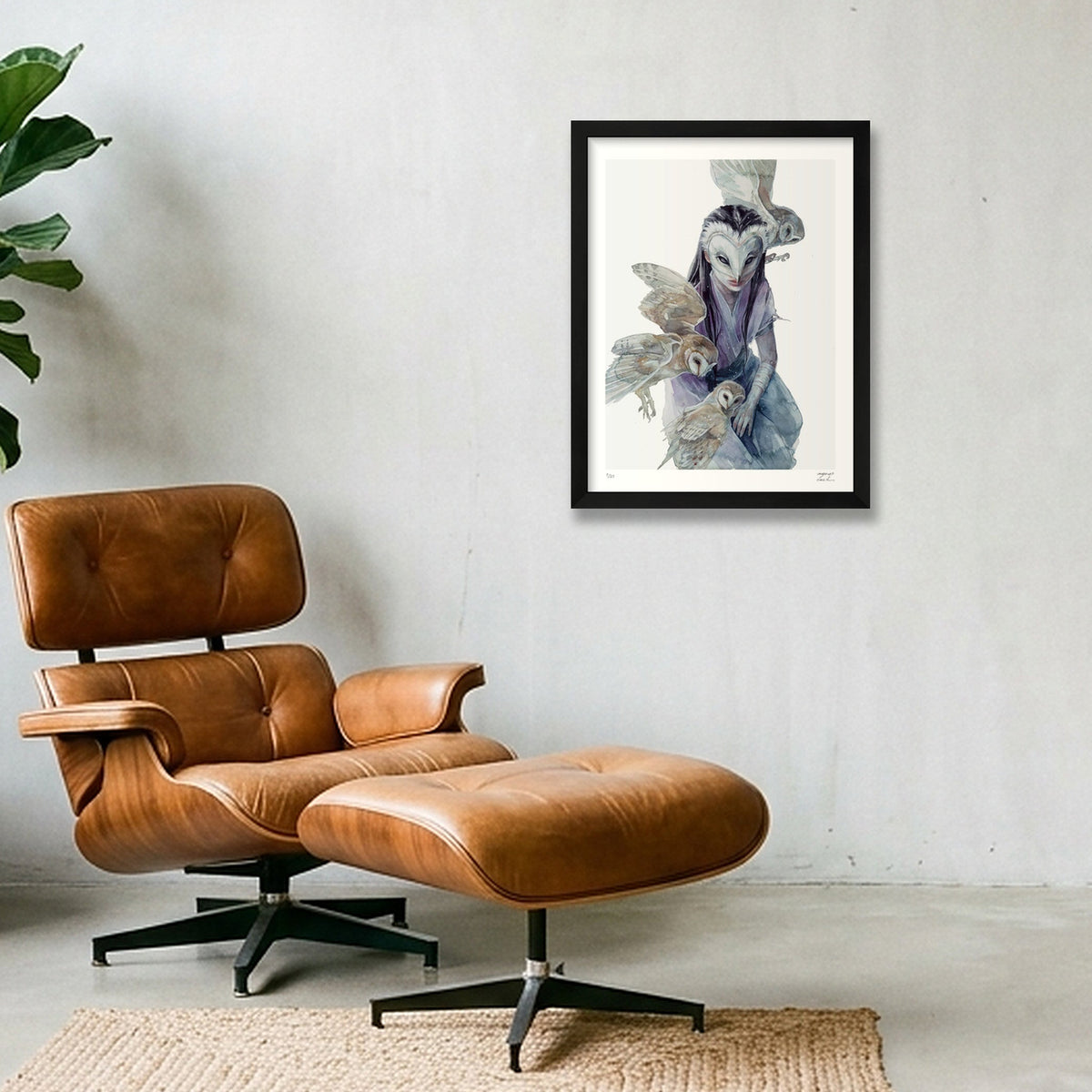 The Owl — 30×40cm, 12×16" Black Frame