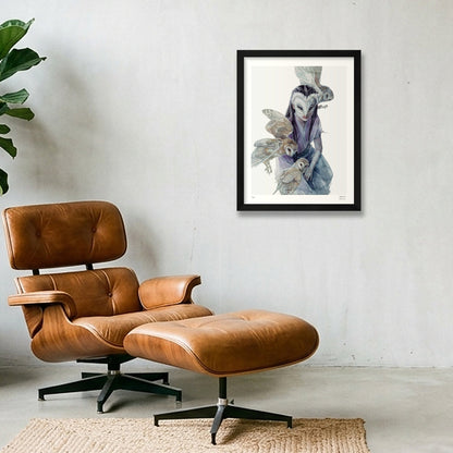 The Owl — 30×40cm, 12×16" Black Frame
