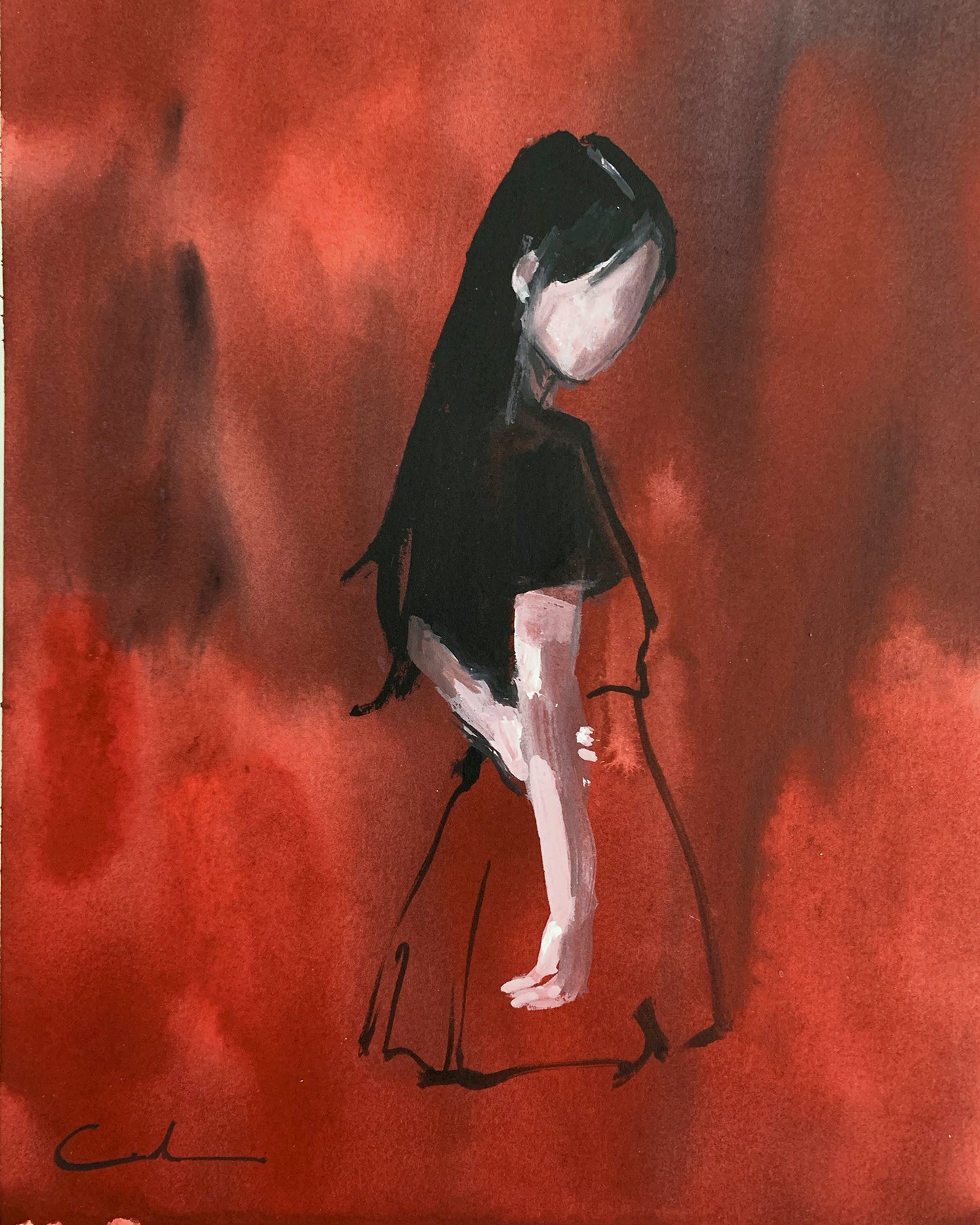 Volcano girl sketch (21x29 cm) 2021