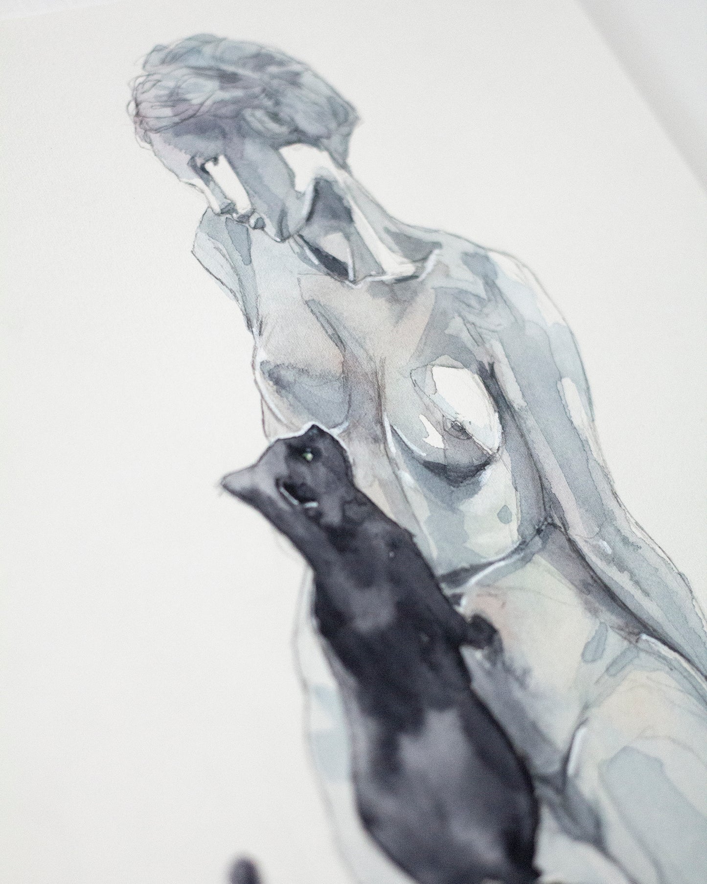 The statue and the cat (17x24 cm) 2022