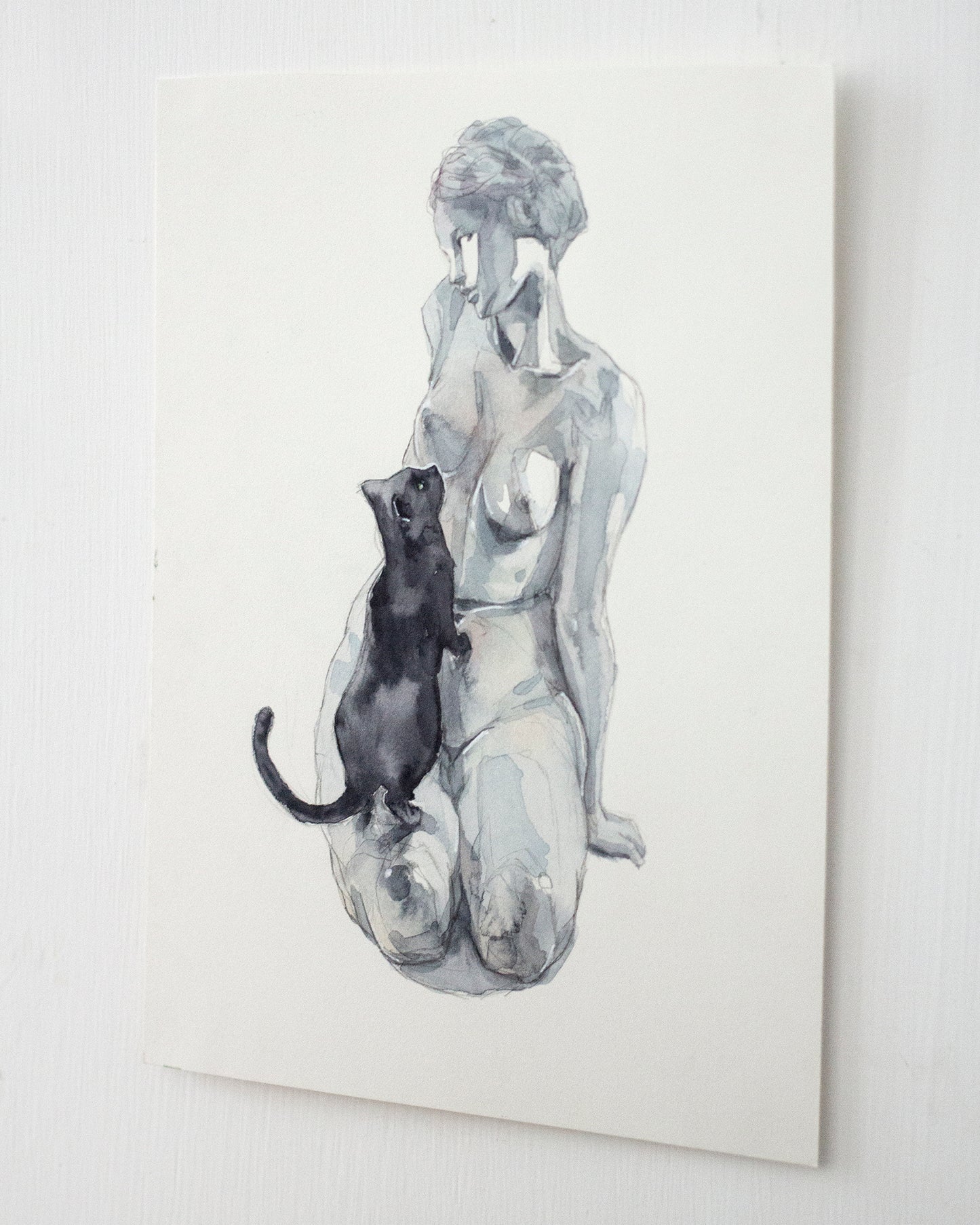 The statue and the cat (17x24 cm) 2022