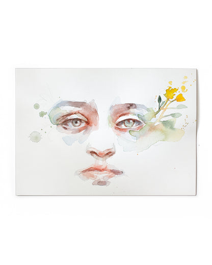 Portrait with yellow flower study (25x18 cm) 2025