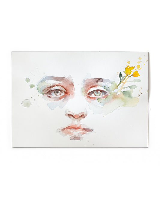 Portrait with yellow flower study (25x18 cm) 2025