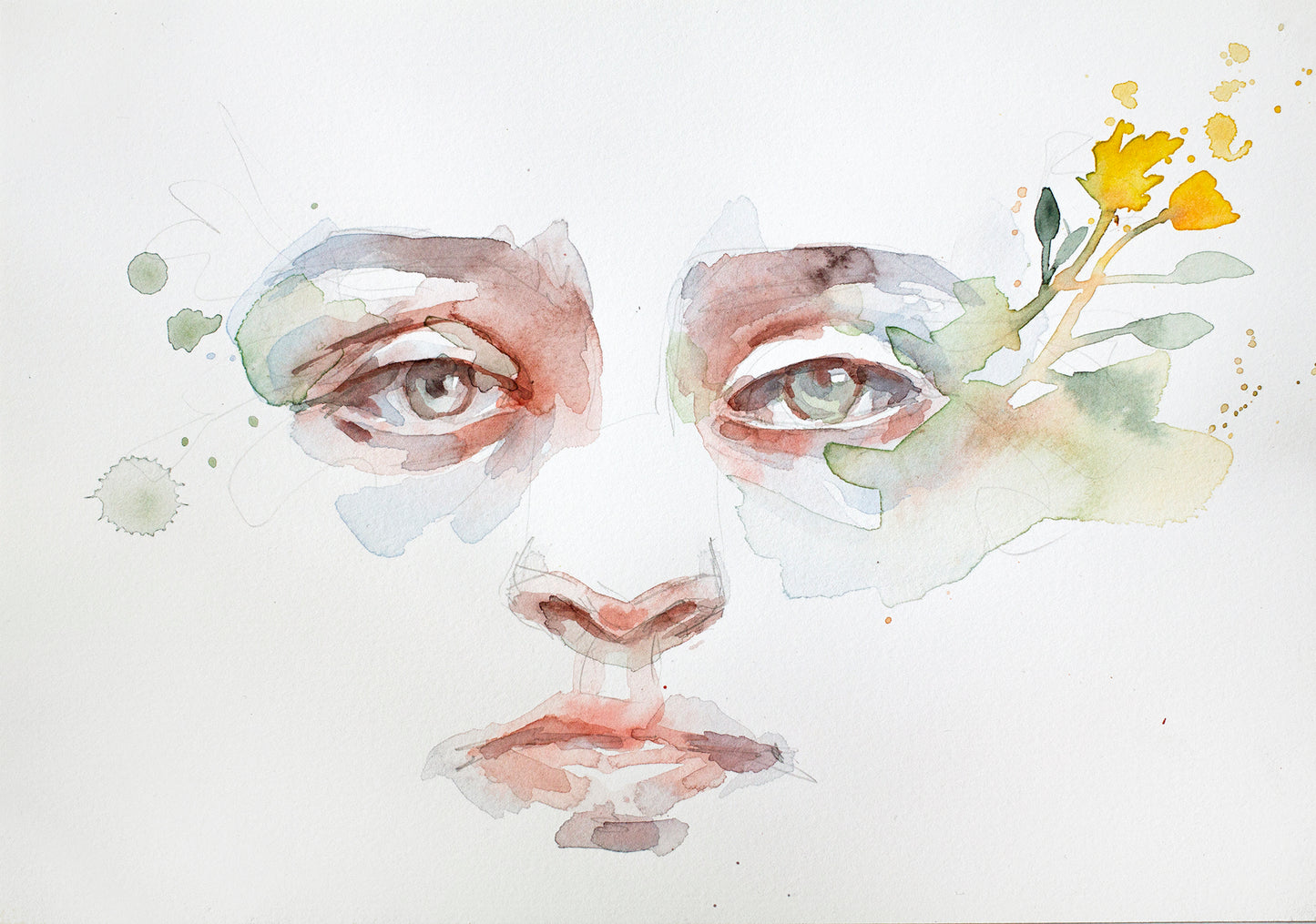 Portrait with yellow flower study (25x18 cm) 2025