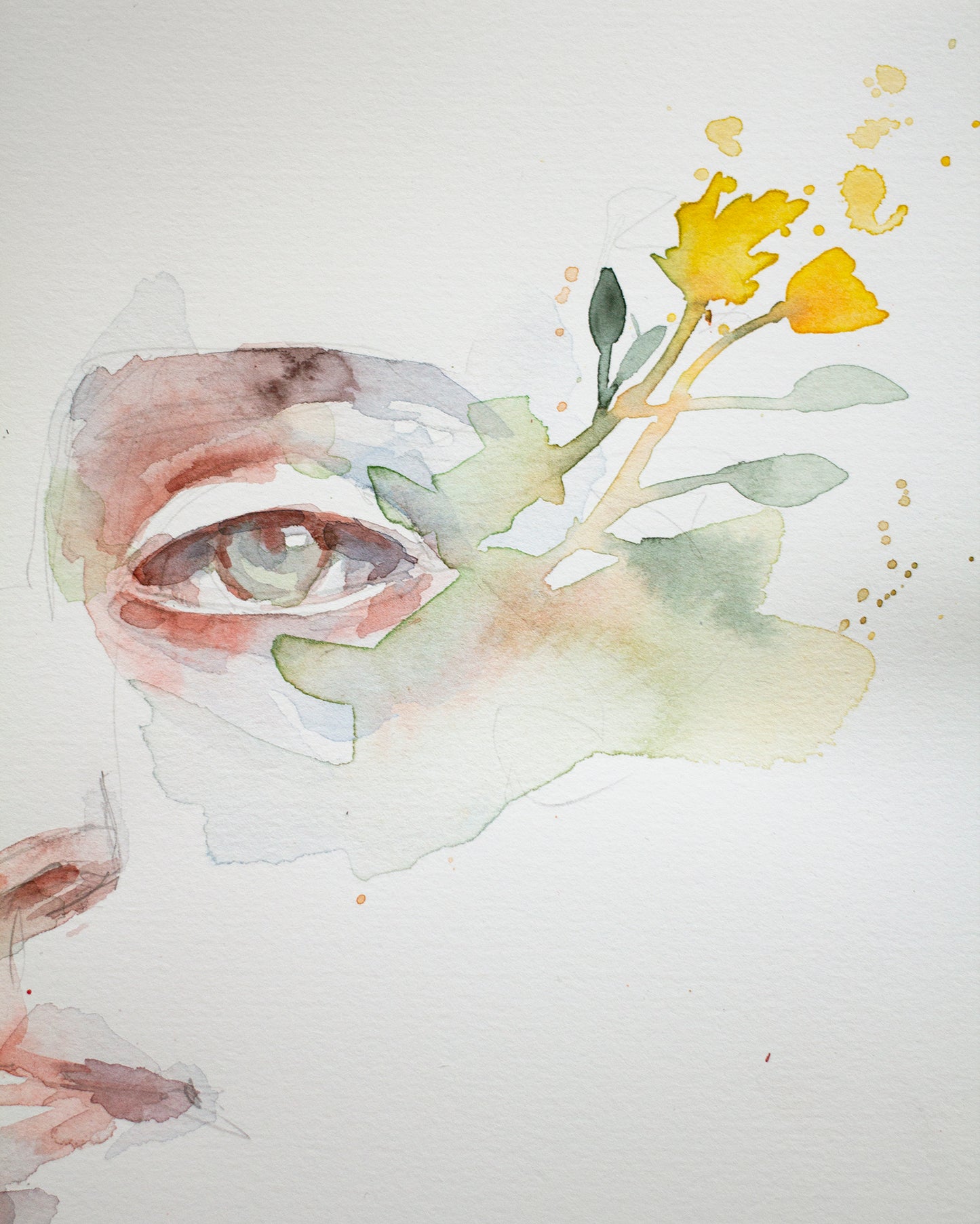 Portrait with yellow flower study (25x18 cm) 2025